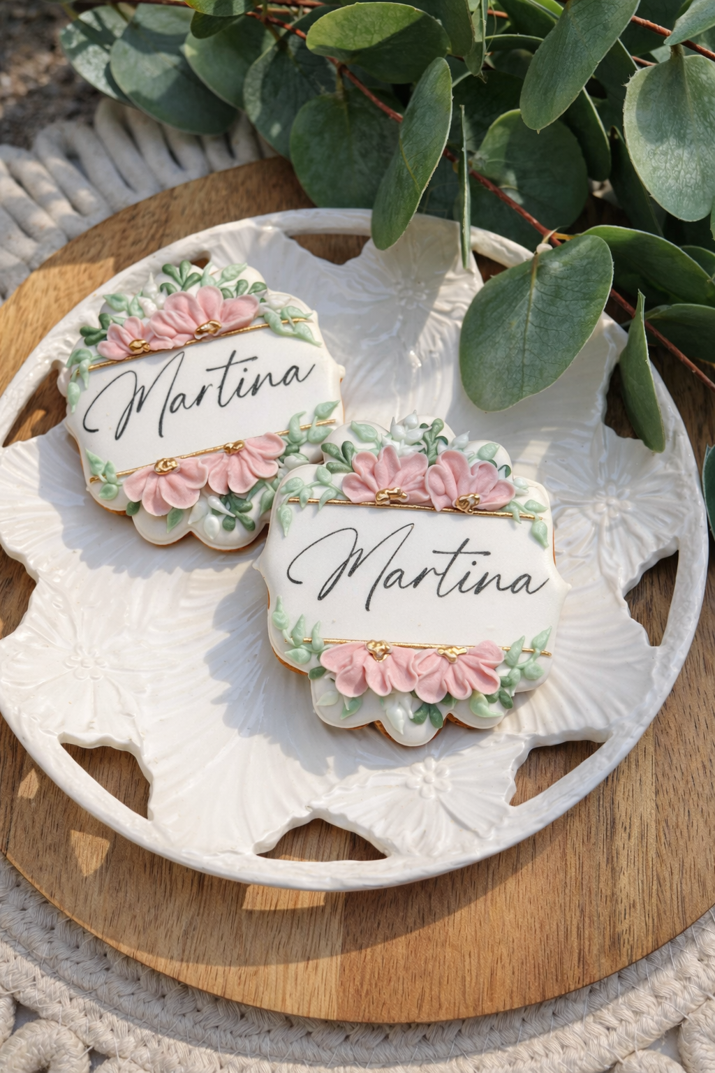 Konfirmasjon Cookie med blomster og navn
