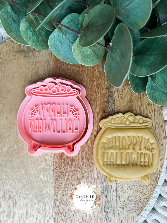 Heksegryte Happy Halloween Stempel + Utstikker - Utstikkersett