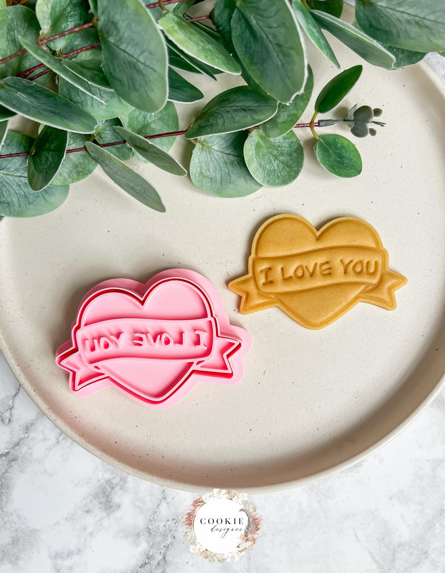 Hjerte I LOVE YOU Stempel + Utstikker - Utstikkersett