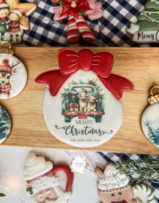 Julekjeks Julekule med bil og hunder