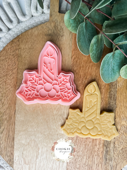 Julelys med blomst Stempel + Utstikker - Utstikkersett