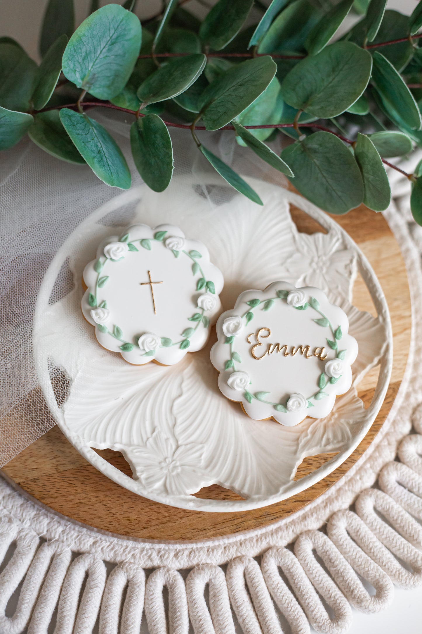 Cookie med navn & blomster