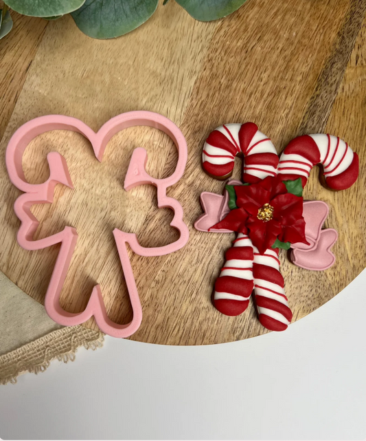 Utstikker Candy cane med bånd 8cm