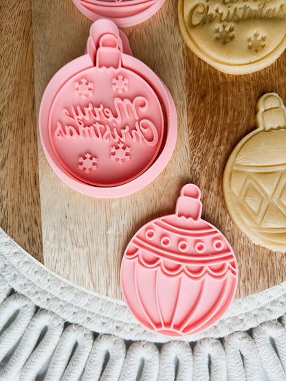 3 x Julekule Stempel + Utstikker - Utstikkersett