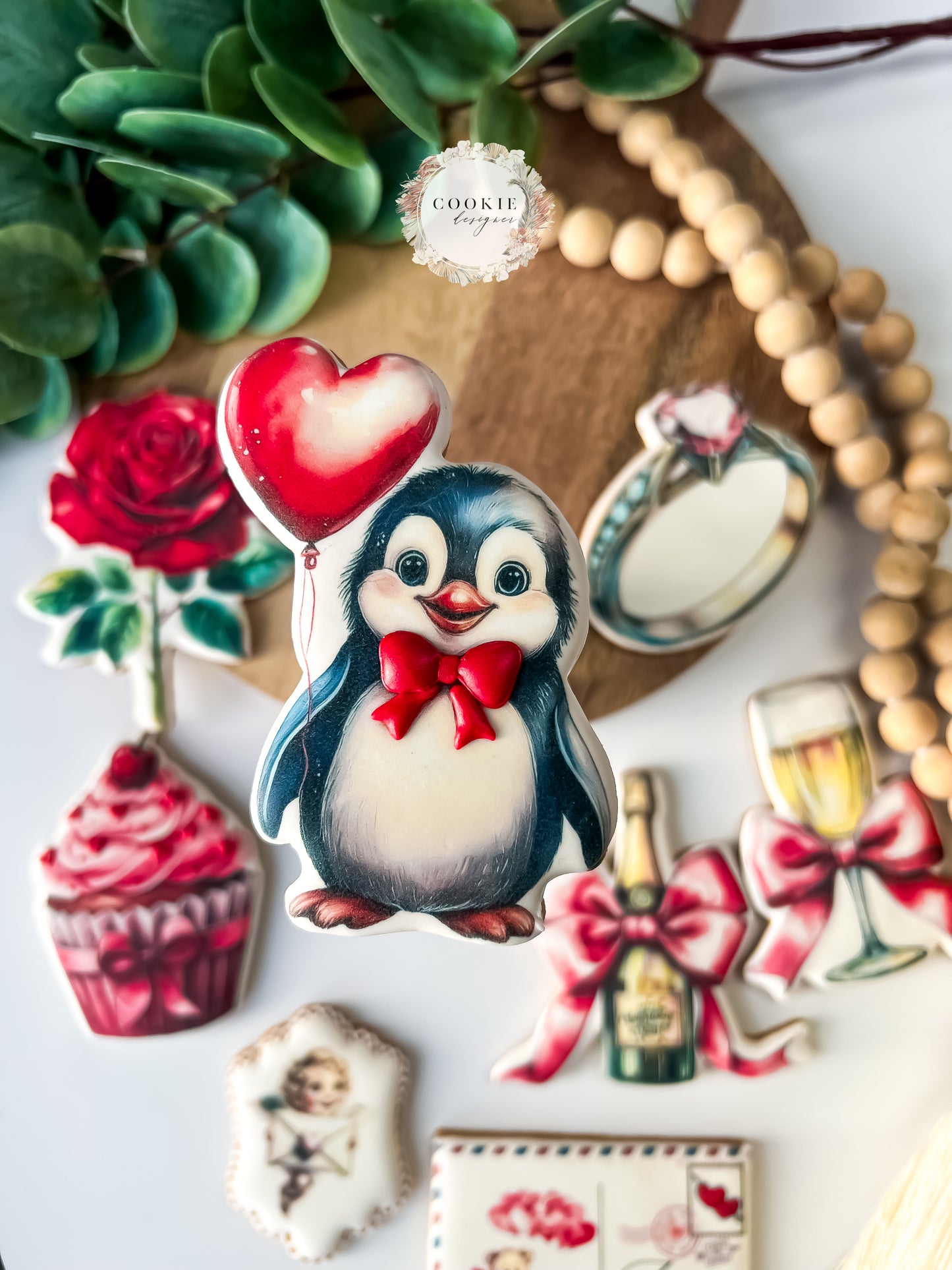 Valentineskjeks Pingvin med ballong