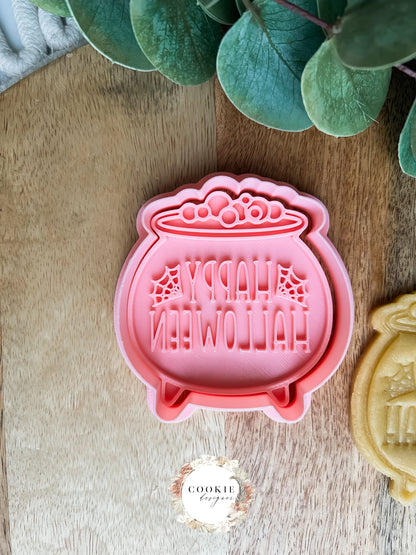 Heksegryte Happy Halloween Stempel + Utstikker - Utstikkersett