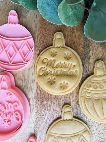 3 x Julekule Stempel + Utstikker - Utstikkersett