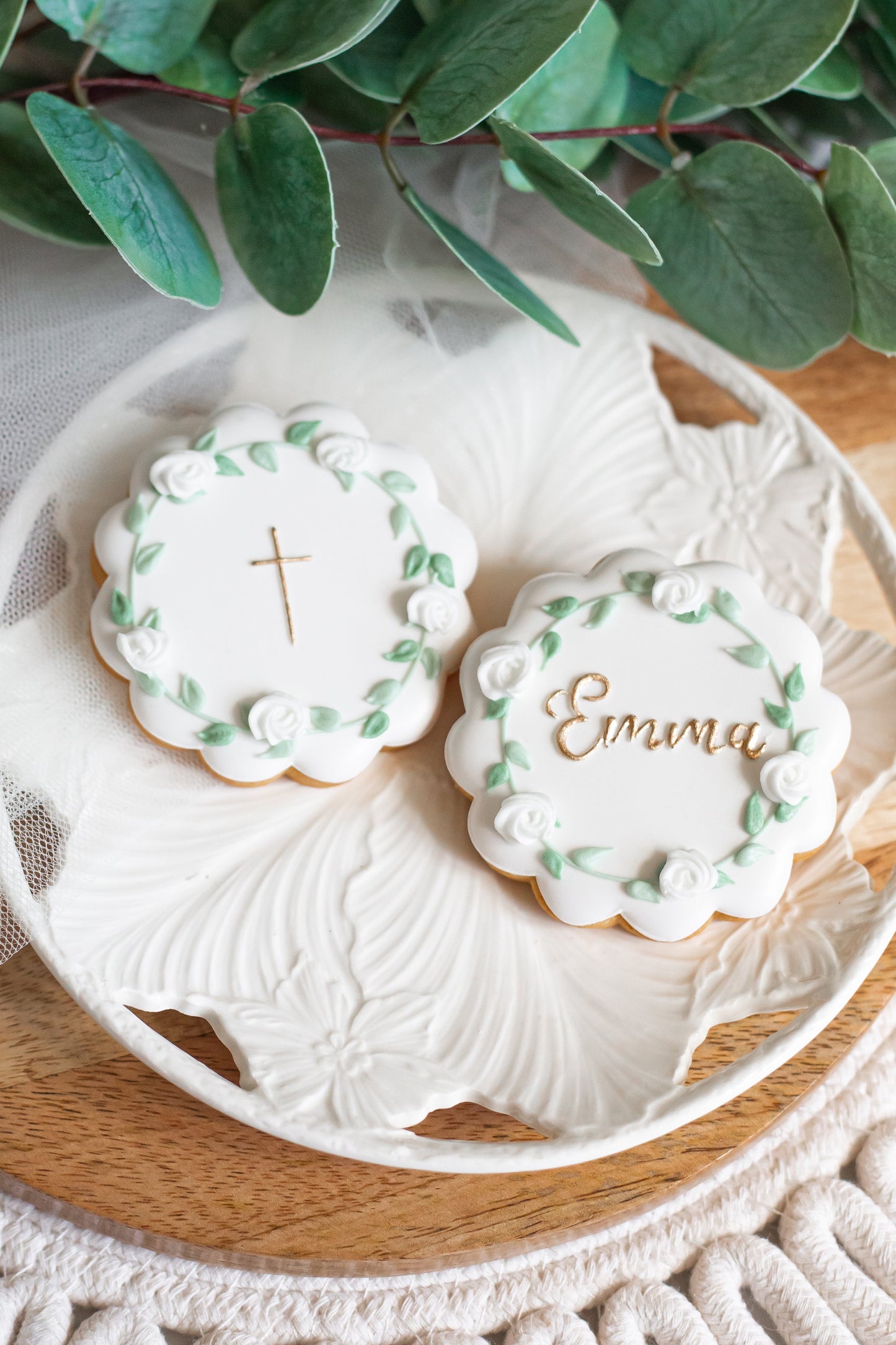 Cookie med navn & blomster