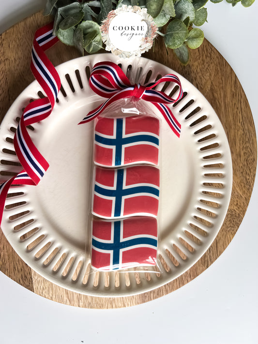 Norsk flagg 3 stk MINI Kjeks
