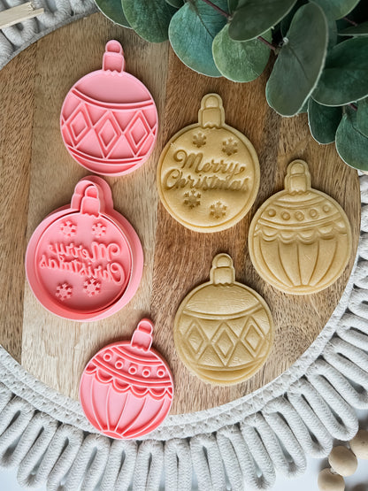 3 x Julekule Stempel + Utstikker - Utstikkersett
